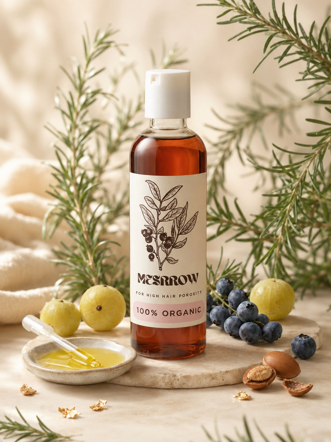 Hair oil (high porosity)